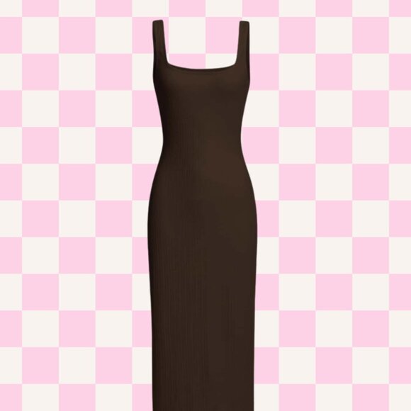 SHEIN Bodycon Ribbed Brown Midi Dress - Picture 1 of 2